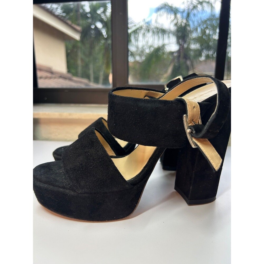 Luca Valentini Black Suede Platform Sandals EU 40 Made in Italy Block Heel